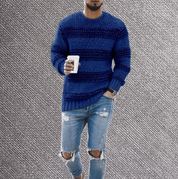 Elliott | Men's Classic Striped Crew Neck Long-Sleeve Jumper for Winter