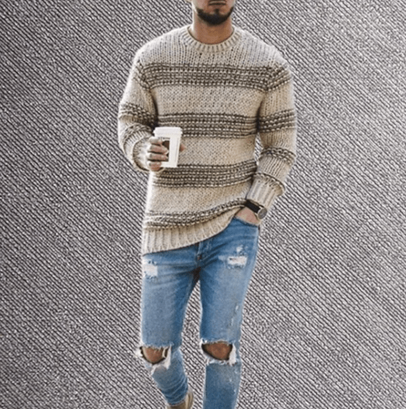 Elliott | Men's Classic Striped Crew Neck Long-Sleeve Jumper for Winter