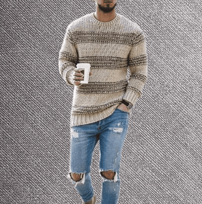 Elliott | Men's Classic Striped Crew Neck Long-Sleeve Jumper for Winter