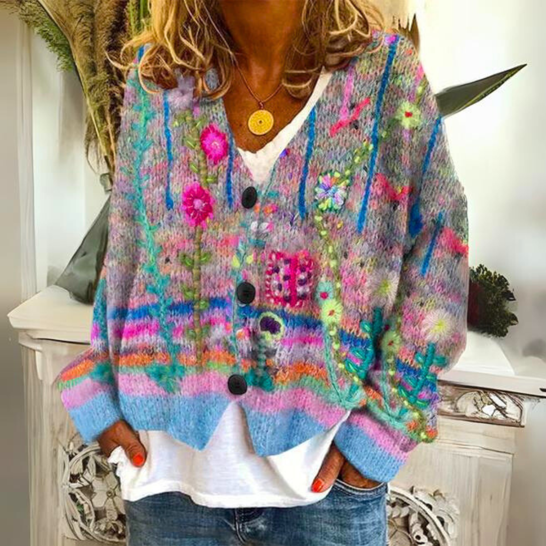 Mia | Women's Warm Printed Knit Cardigan for Winter