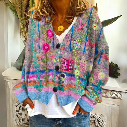 Mia | Women's Warm Printed Knit Cardigan for Winter