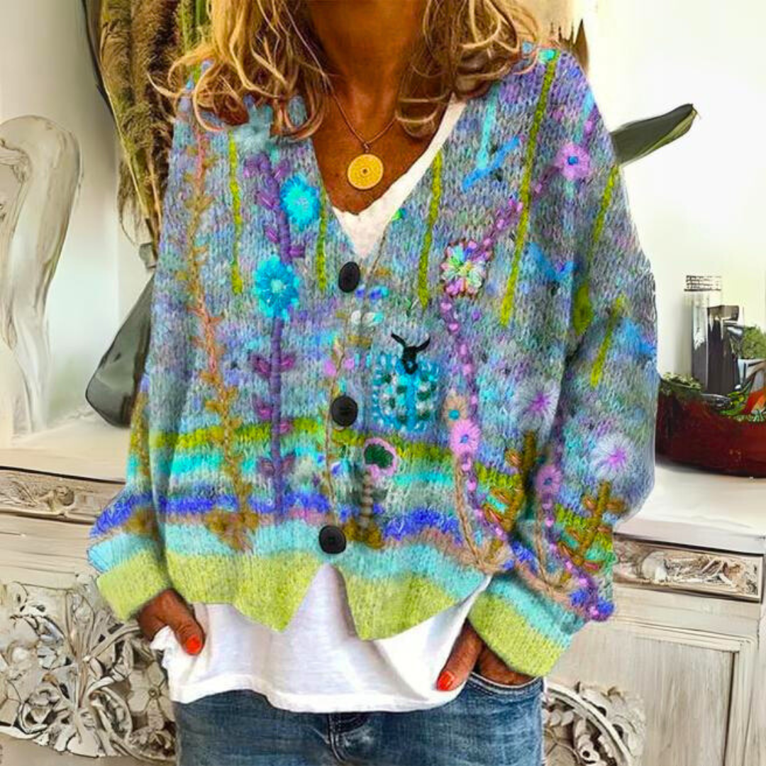 Mia | Women's Warm Printed Knit Cardigan for Winter