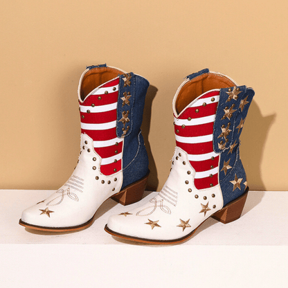 Vivienne | Embroidered Western-Style Boots
