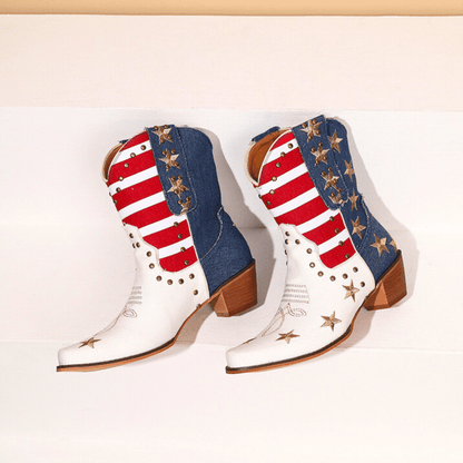 Vivienne | Embroidered Western-Style Boots