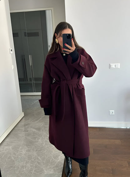 Zara | Women's Elegant Belted Long Winter Coat