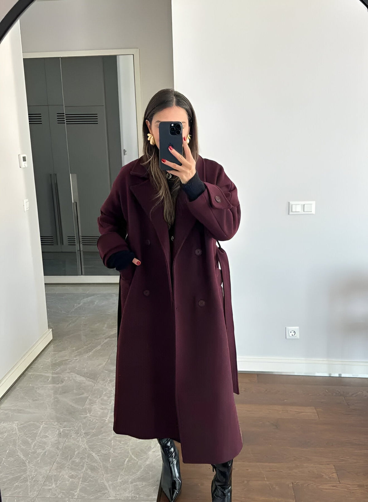 Zara | Women's Elegant Belted Long Winter Coat