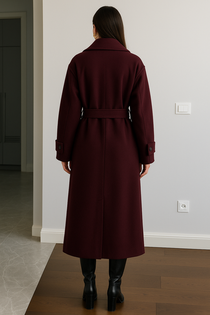 Zara | Women's Elegant Belted Long Winter Coat