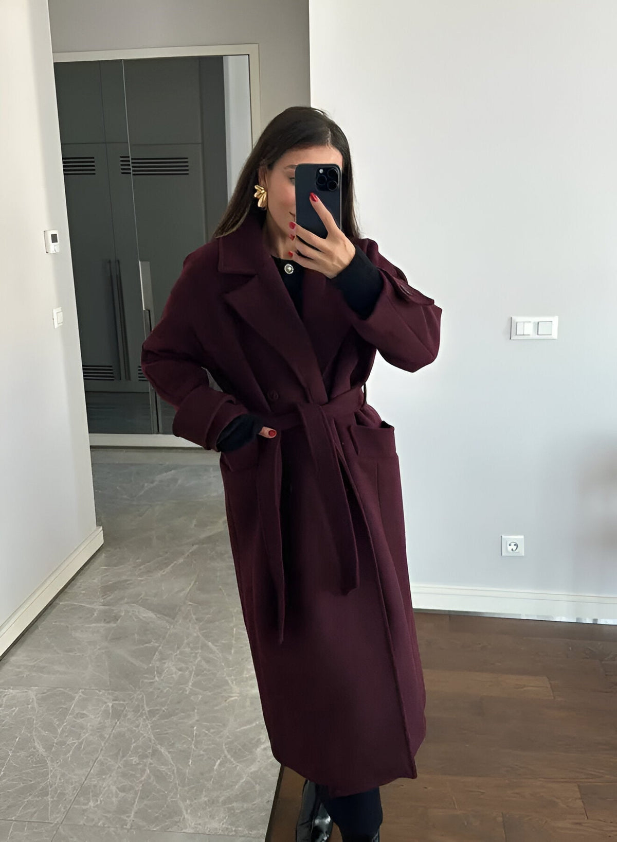 Zara | Women's Elegant Belted Long Winter Coat