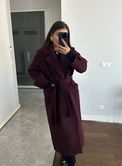 Zara | Women's Elegant Belted Long Winter Coat