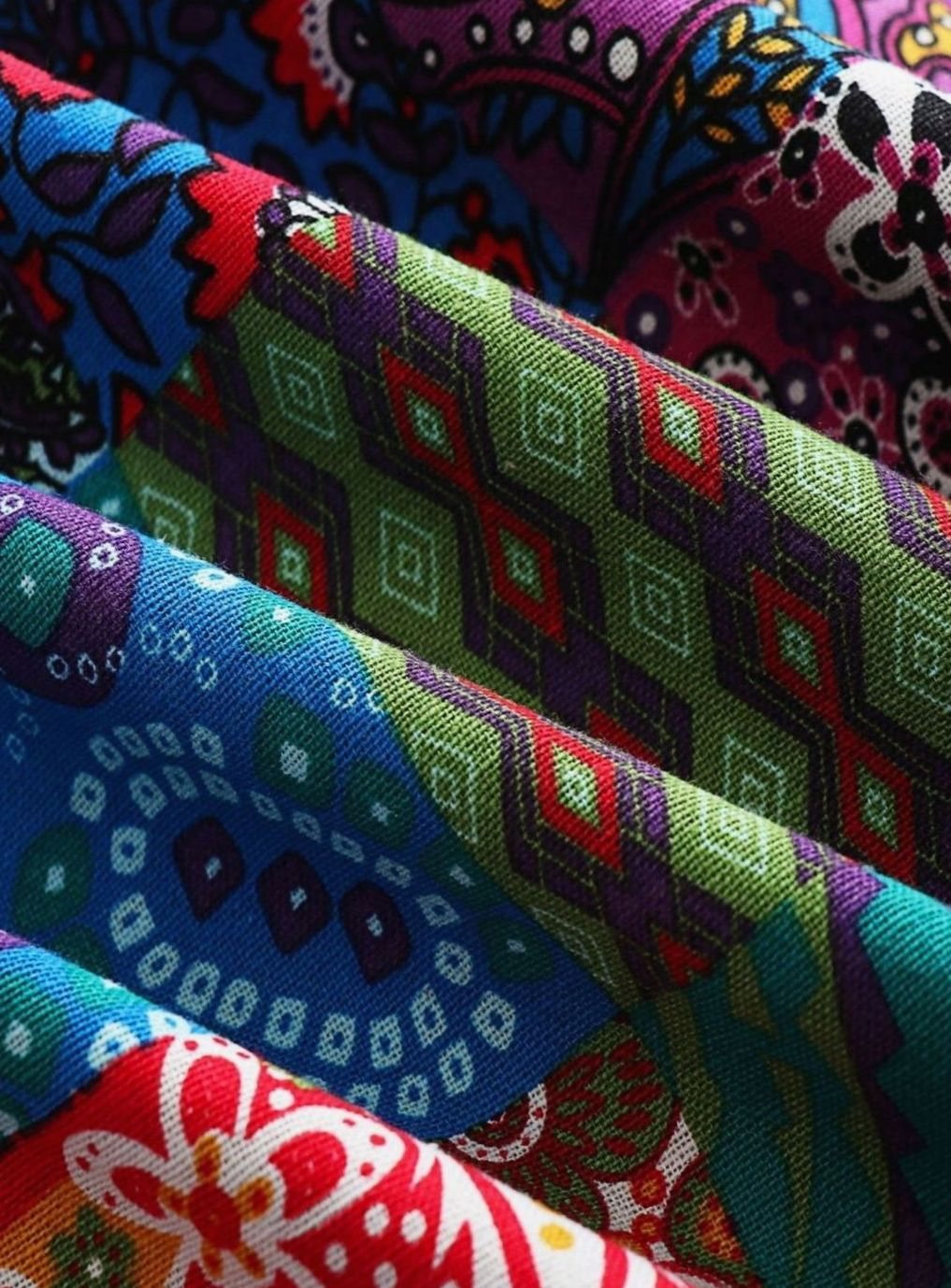 Rosie | Women's Boho Patchwork Print Fleece-Lined Hooded Jacket for Winter