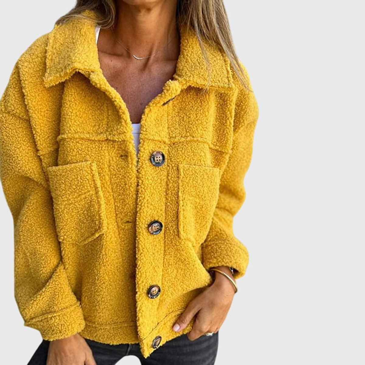 Fiona | Women's Cosy Button-Front Sherpa Fleece Jacket for Winter