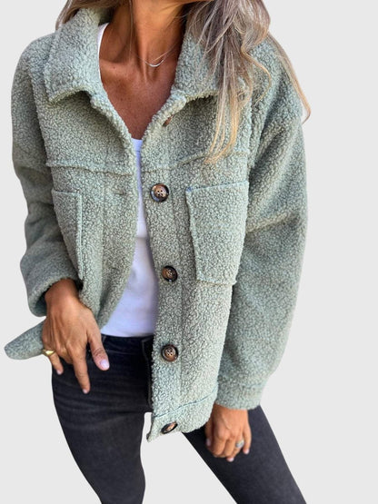 Fiona | Women's Cosy Button-Front Sherpa Fleece Jacket for Winter