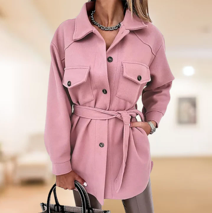 Lily | Women's Button-Front Shirt Jacket with Adjustable Tie Belt