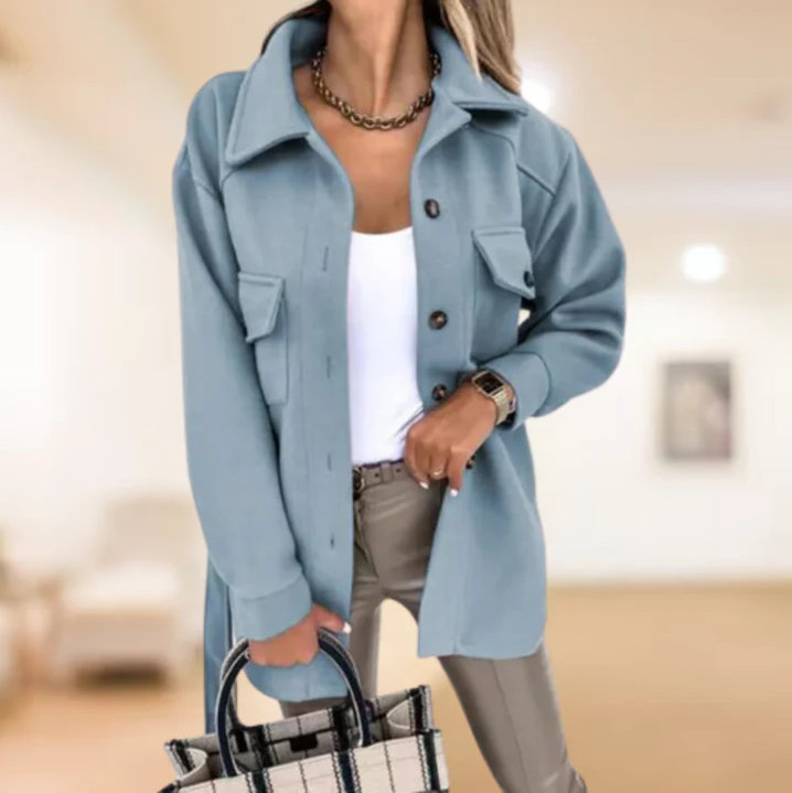 Lily | Women's Button-Front Shirt Jacket with Adjustable Tie Belt