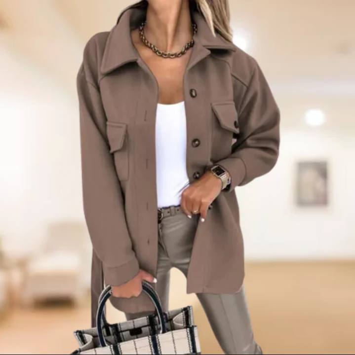 Lily | Women's Button-Front Shirt Jacket with Adjustable Tie Belt
