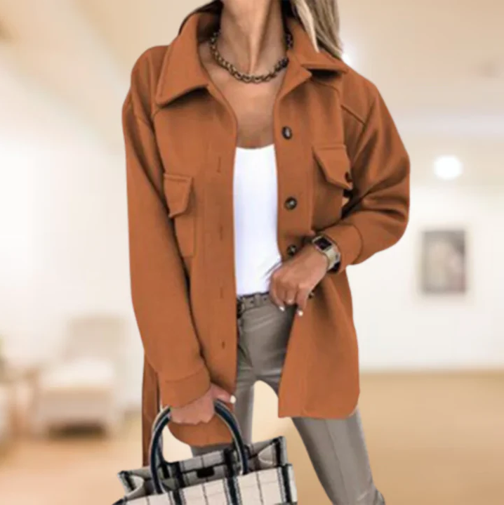 Lily | Women's Button-Front Shirt Jacket with Adjustable Tie Belt