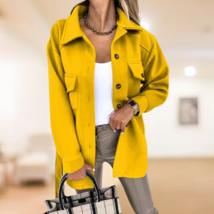 Lily | Women's Button-Front Shirt Jacket with Adjustable Tie Belt