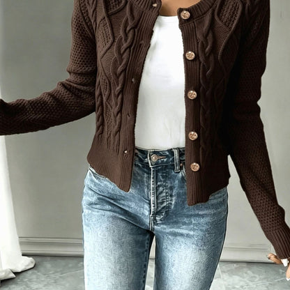 Katie | Women's Cable-Knit Cropped Cardigan for Winter