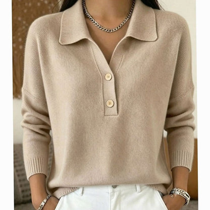 Wendy | Women's Collared Button-Front Knit Pullover Jumper for Winter