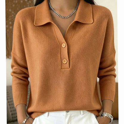 Wendy | Women's Collared Button-Front Knit Pullover Jumper for Winter