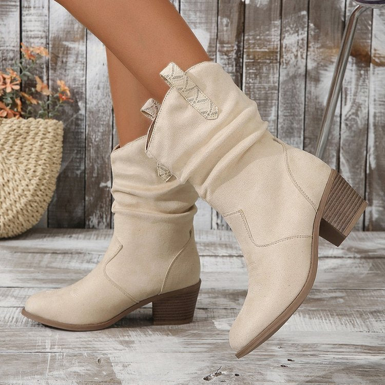 Hattie | Women's Slouchy Cowboy Ankle Boots with Mid Block Heel