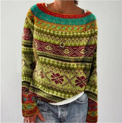 Alice | Women's Cosy Crew Neck Fair Isle Knit Jumper for Winter