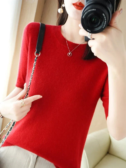Olivia | Women's Merino Wool Blend Crew-Neck Knit Jumper for Winter