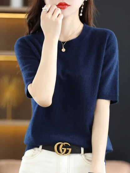 Olivia | Women's Merino Wool Blend Crew-Neck Knit Jumper for Winter