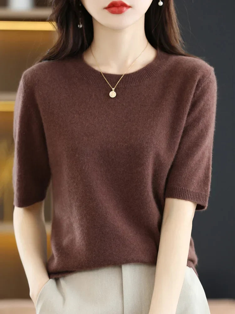 Olivia | Women's Merino Wool Blend Crew-Neck Knit Jumper for Winter