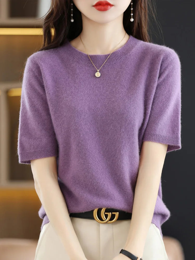 Olivia | Women's Merino Wool Blend Crew-Neck Knit Jumper for Winter