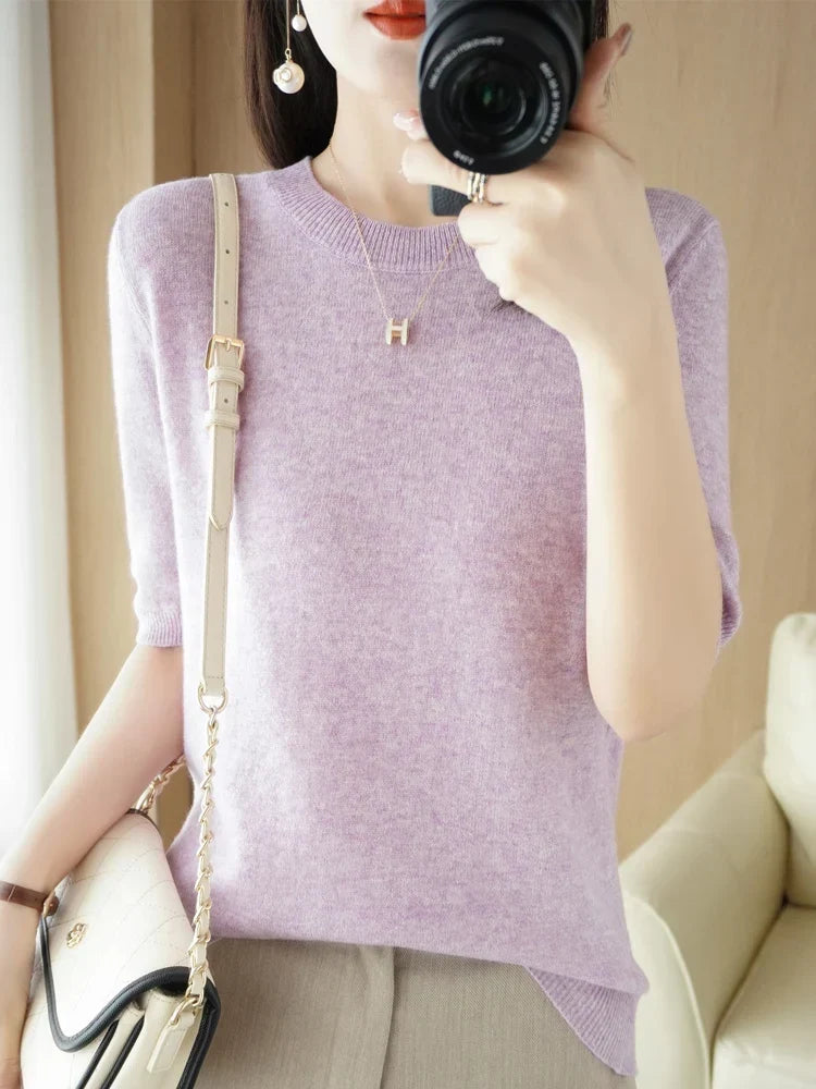 Olivia | Women's Merino Wool Blend Crew-Neck Knit Jumper for Winter