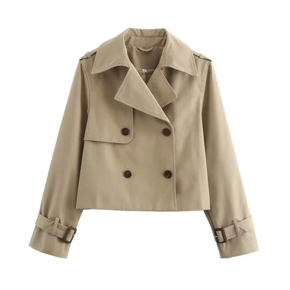 Verity | Women's Cropped Double-Breasted Trench Jacket