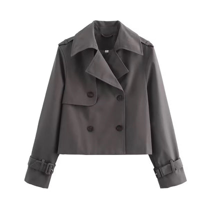 Verity | Women's Cropped Double-Breasted Trench Jacket
