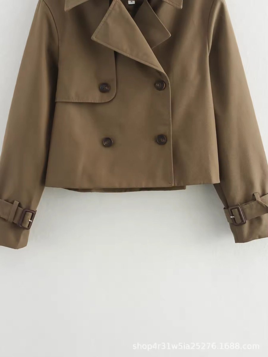 Verity | Women's Cropped Double-Breasted Trench Jacket