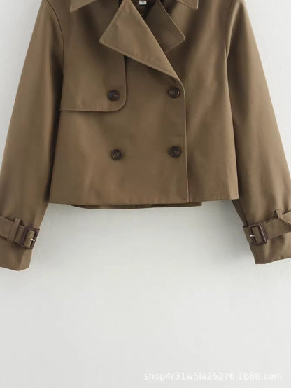 Verity | Women's Cropped Double-Breasted Trench Jacket