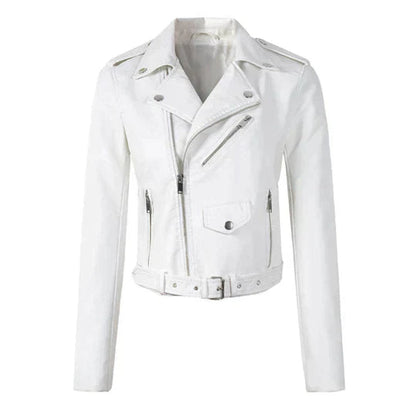 Rosie | Women's Cropped Faux Leather Moto Zip-Up Jacket