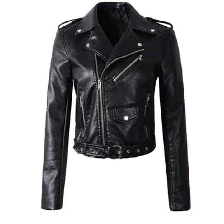 Rosie | Women's Cropped Faux Leather Moto Zip-Up Jacket