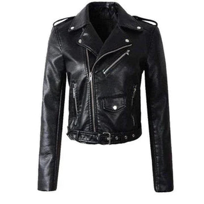 Rosie | Women's Cropped Faux Leather Moto Zip-Up Jacket