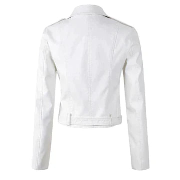Rosie | Women's Cropped Faux Leather Moto Zip-Up Jacket
