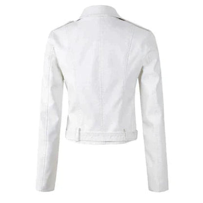 Rosie | Women's Cropped Faux Leather Moto Zip-Up Jacket