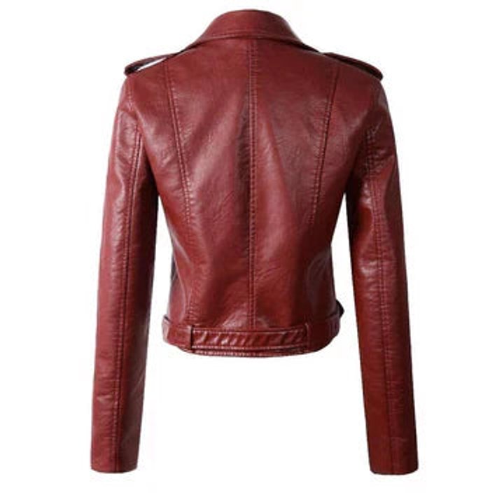 Rosie | Women's Cropped Faux Leather Moto Zip-Up Jacket