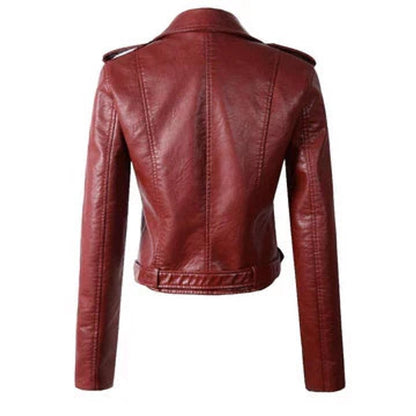 Rosie | Women's Cropped Faux Leather Moto Zip-Up Jacket