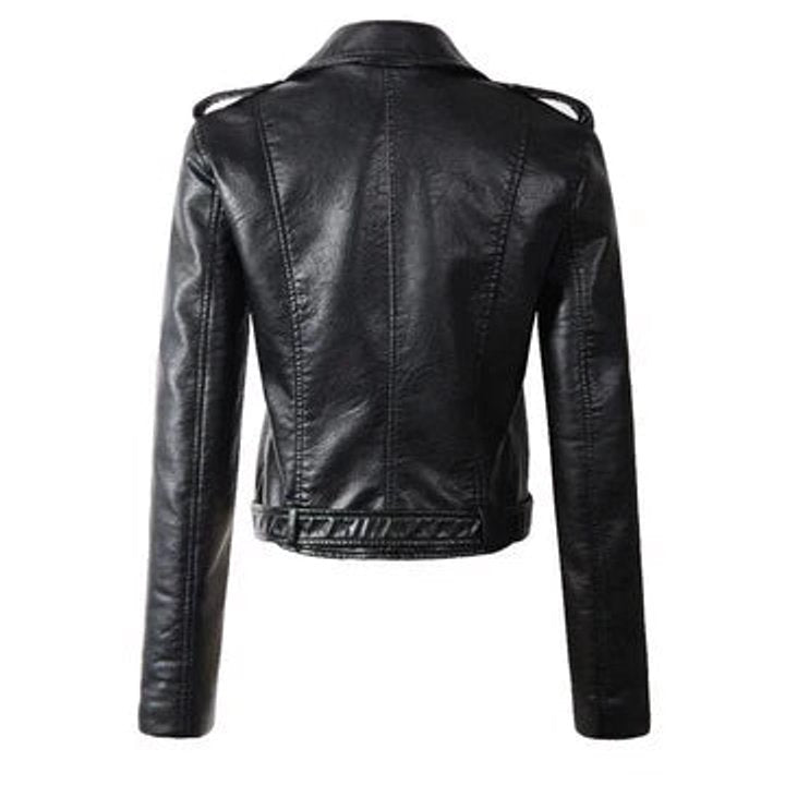 Rosie | Women's Cropped Faux Leather Moto Zip-Up Jacket
