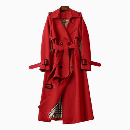 Bethany | Women's Double-Breasted Longline Trench Coat with Waist Belt