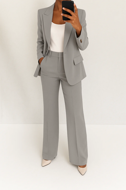 Erin | Women's Elegant Blazer & Wide-Leg Trousers Suit Set