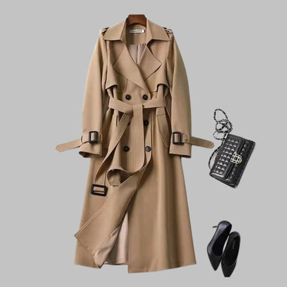 Una | Women's Elegant Knee-Length Double-Breasted Trench Coat