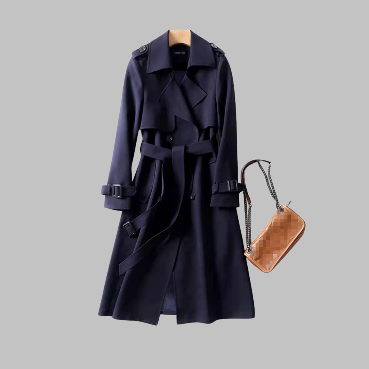 Una | Women's Elegant Knee-Length Double-Breasted Trench Coat