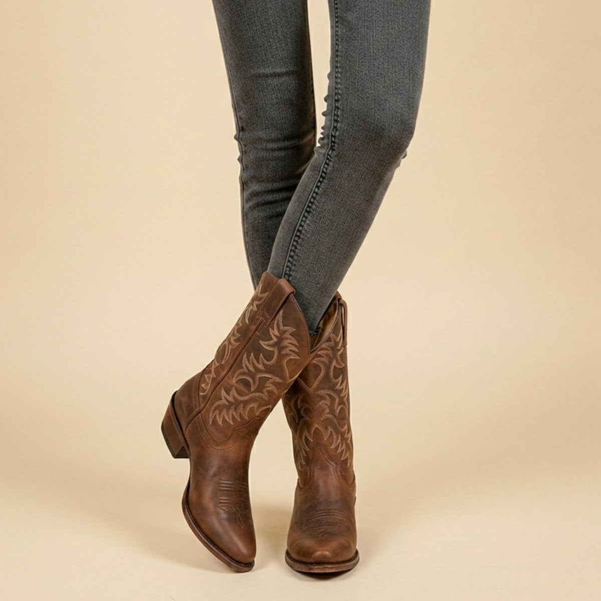 Thea | Women's Embroidered Western Cowboy Mid-Calf Boots