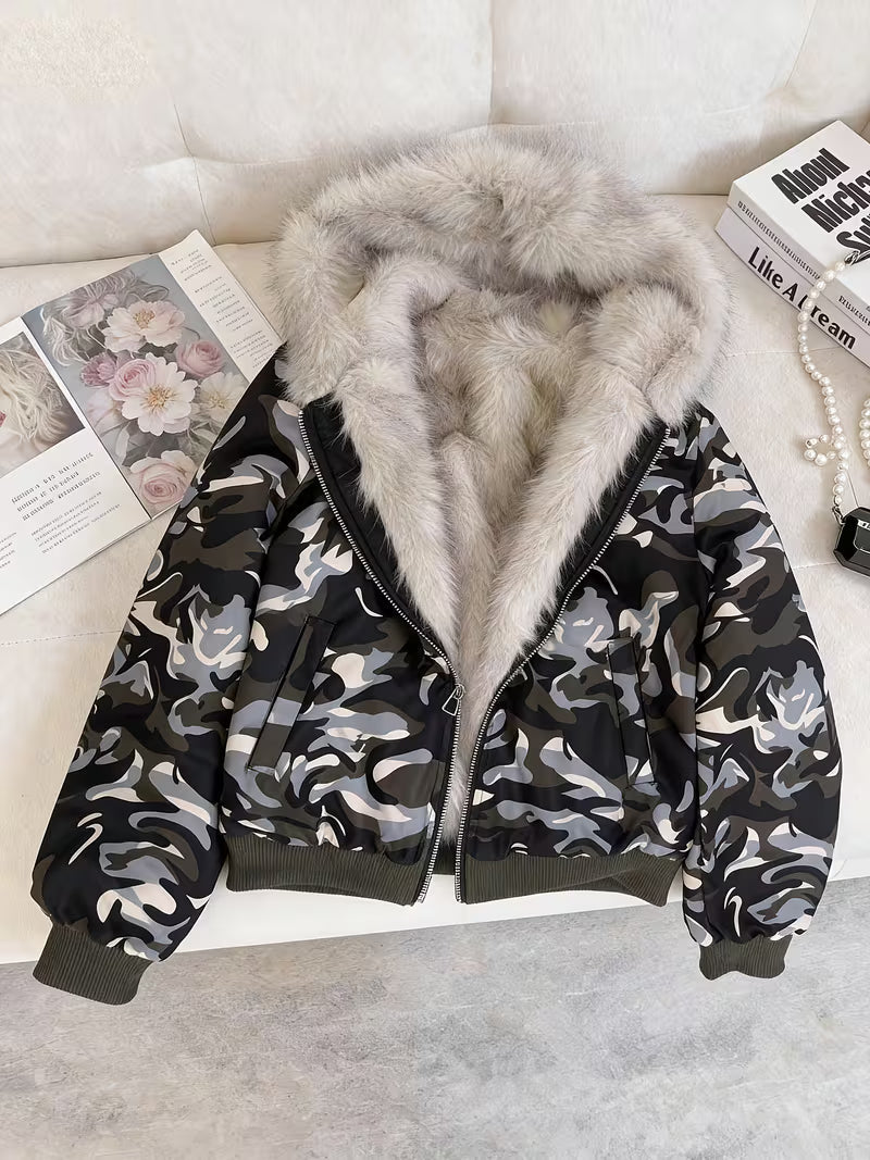 Verity | Women's Chic Faux Fur Bomber Jacket