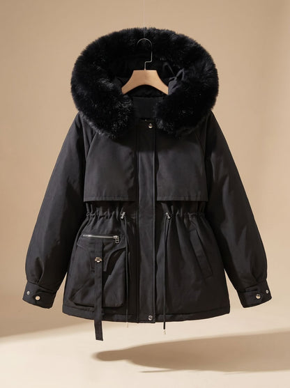 Rosie | Women's Hooded Faux-Fur Drawstring Puffer Jacket for Winter